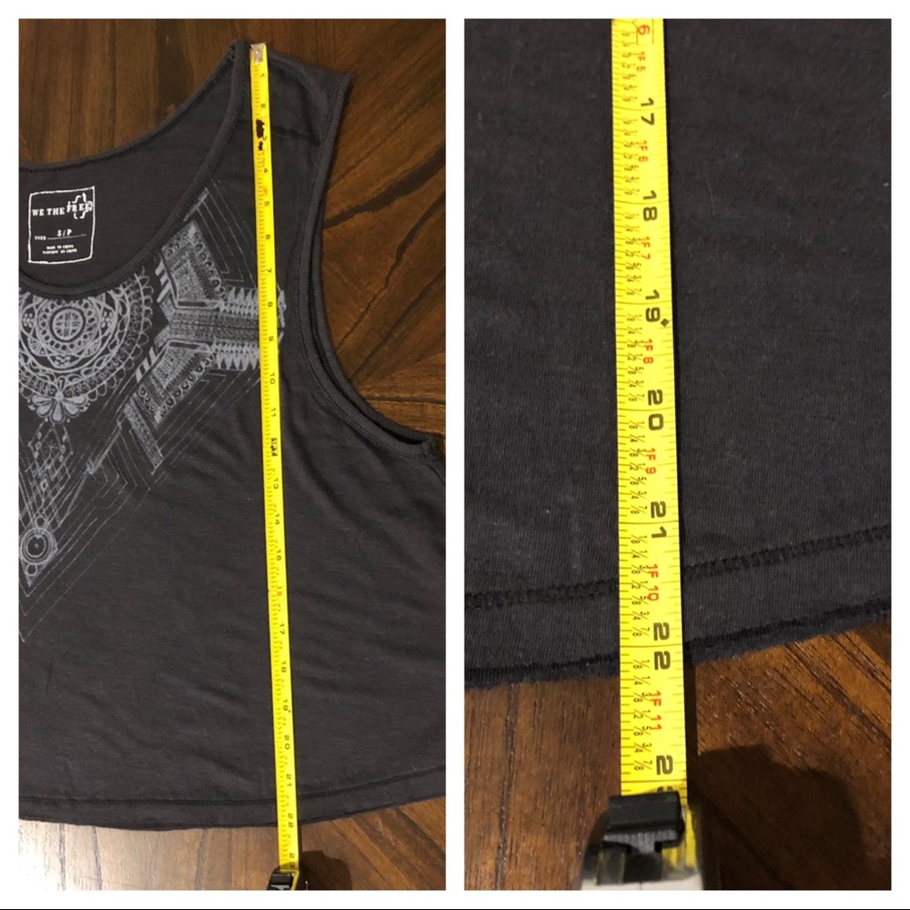 Free People Sleeveless Rayon/Linen Print Top - Charcoal Gray - Roomy Sz. S. EUC - Picture 7 of 9